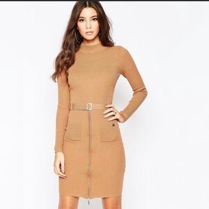 NWOTMichelle Keegan Loves Lipsy Knitted Dress With Zip And Belt sz10